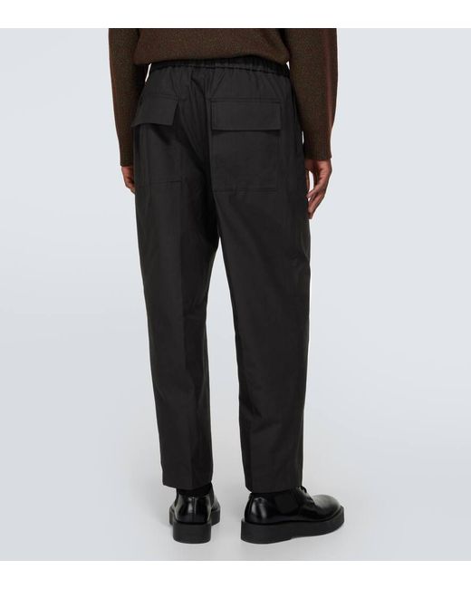 Pantaloni tapered in cotone di Jil Sander in Black da Uomo