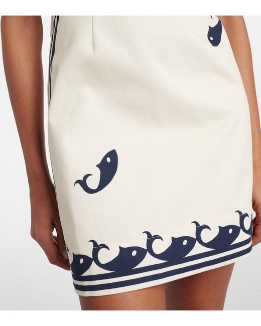 ALÉMAIS White Bedrucktes Minikleid Marine Aus Baumwolle