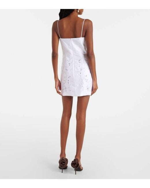 Vestido Bustier De Popelin Con Encaje Magda Butrym de color White