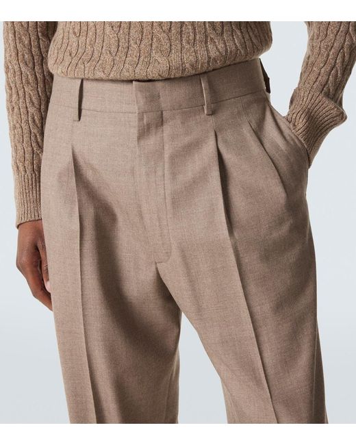 Loro Piana Brown Buxton Virgin Wool Straight Pants for men