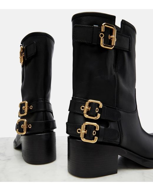 Chloé Black Dakota Leather Biker Boots