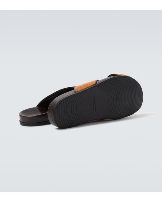 Manolo Blahnik Brown Chiltern Suede Slides for men