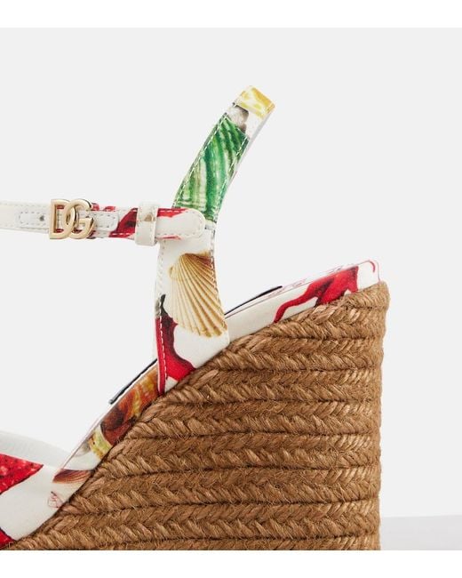 Dolce & Gabbana Metallic Capri Cava Printed Espadrille Wedges