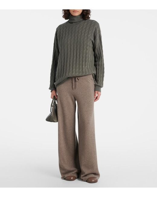 Lisa Yang Gray Cable-Knit Cashmere Sweater