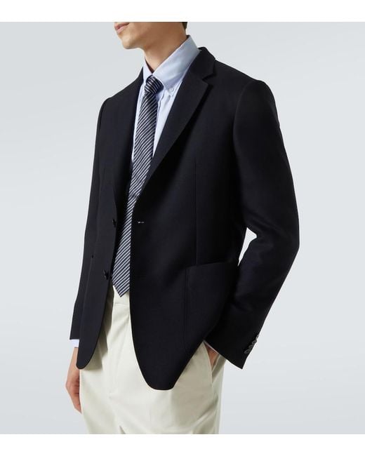 Zegna Blue Single-Breasted Wool Blazer for men
