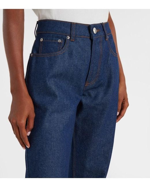 AMI Blue Mid-Rise Straight Jeans