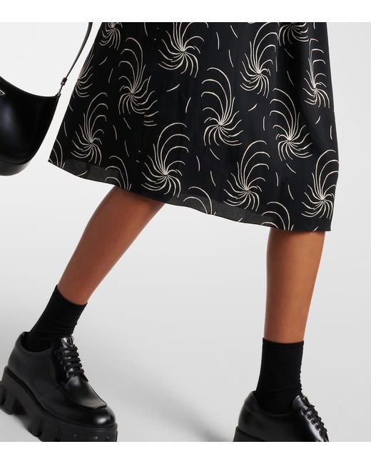 Prada Black Bedrucktes Hemdblusenkleid