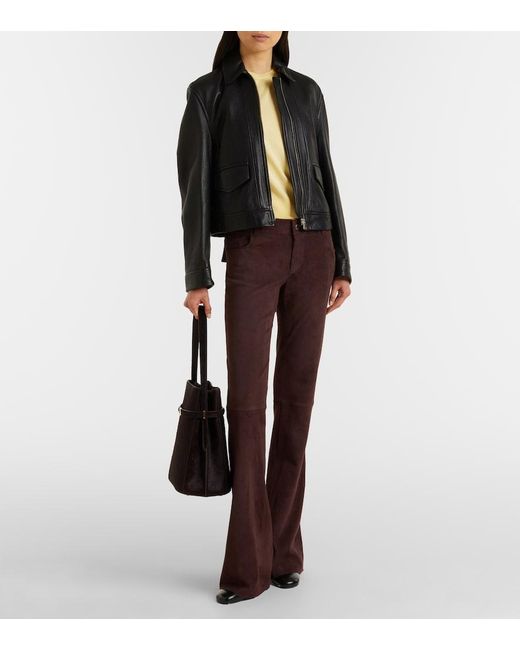 Stouls Purple Pawlonia Suede Flared Pants