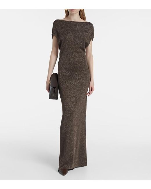 Max Mara Brown Open-Back Maxi Dress