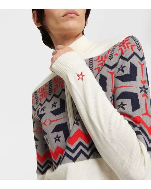 Perfect Moment Multicolor Nordic Intarsia Wool Half-Zip Sweater