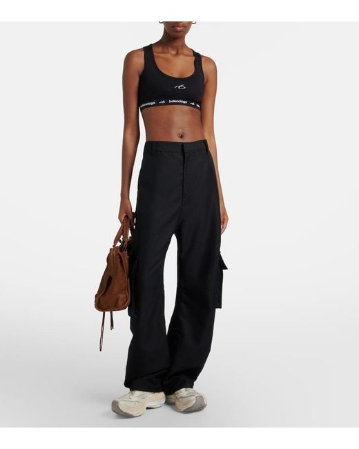 Balenciaga Black Logo Sports Bra