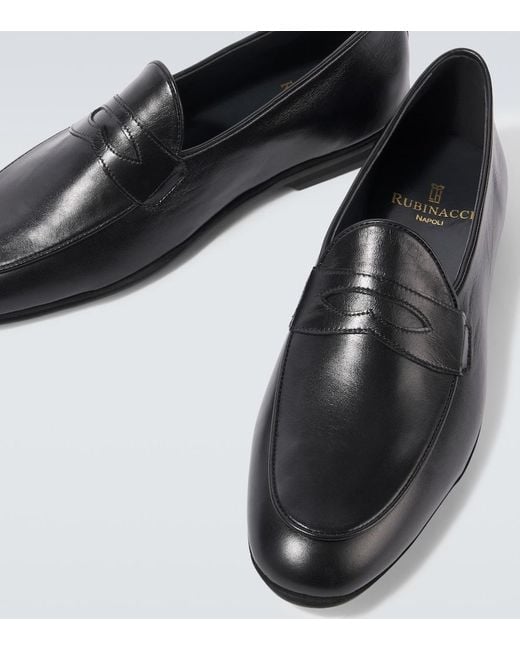 Rubinacci Black Leather Loafers for men