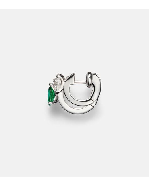 Repossi White Serti Sur Vide 18Kt Single Earring With Diamonds And Emerald