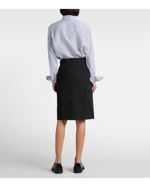 Tod's Black Cotton Midi Skirt