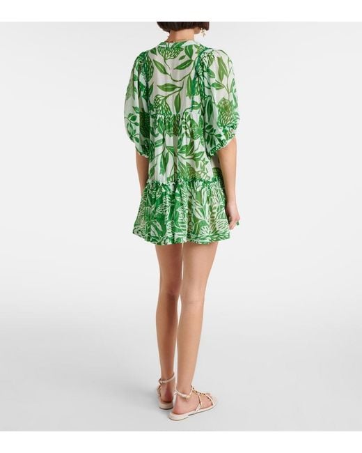 Poupette Green Aria Floral Cotton Minidress