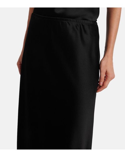Leset Black Barb Satin Maxi Skirt