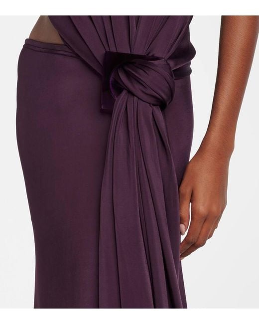 Victoria Beckham Purple Cutout Draped Jersey Midi Dress