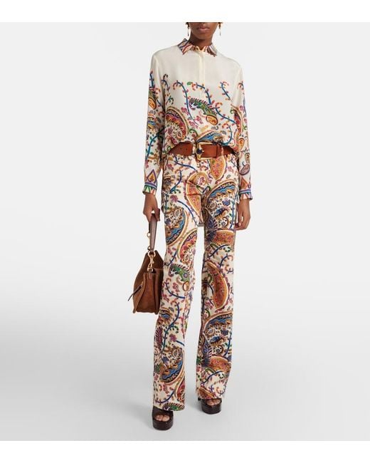 Etro Blue High-Rise Bootcut Jeans