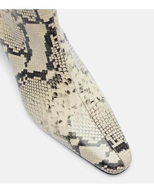Staud Natural Wally Snake-Effect Leather Ankle Boots