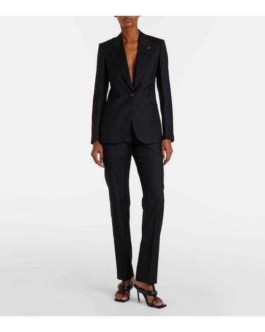 Givenchy Black Chalk Stripe Wool Slim Pants