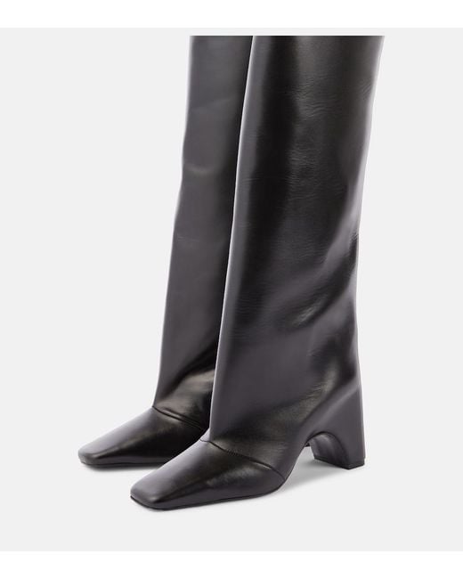 Coperni Black Bridge Leather Knee-High Boots