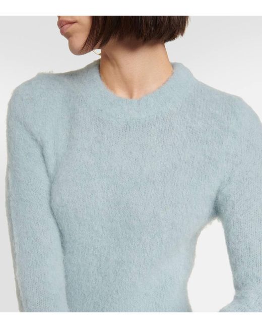 AMI Blue Turtleneck Wool-Blend Minidress