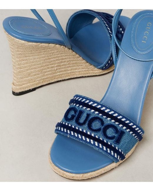 Gucci Blue Platform Espadrille, Fabric