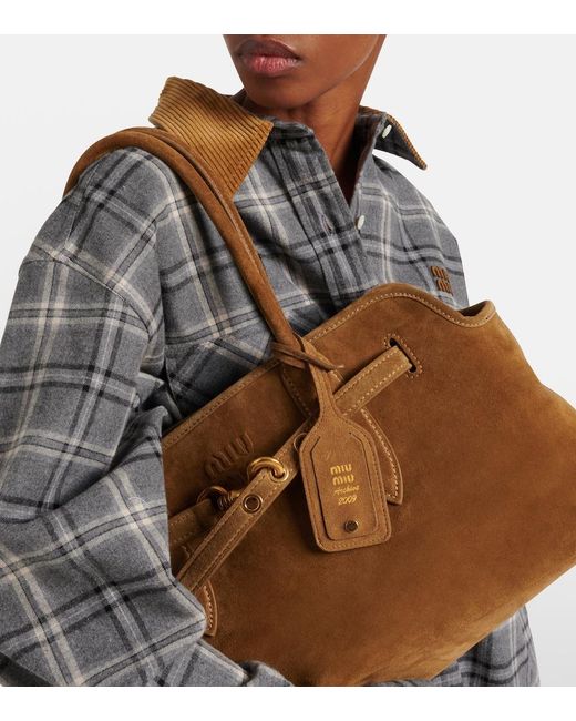 Miu Miu Brown Adventure Suede Tote Bag