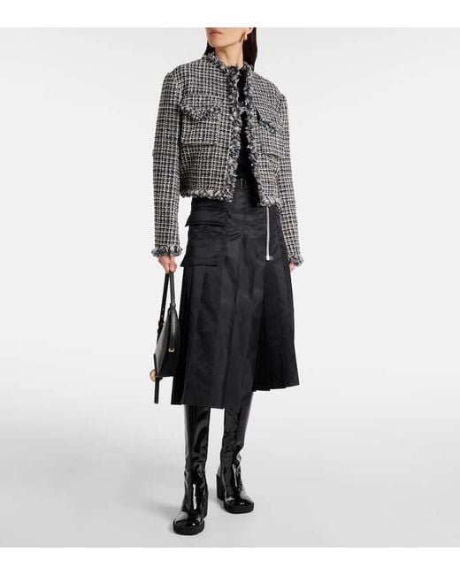 Sacai Black Wool-Blend Tweed Jacket