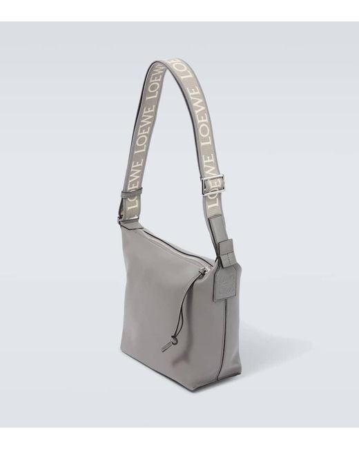 Loewe Gray Cubi Small Leather Crossbody Bag for men