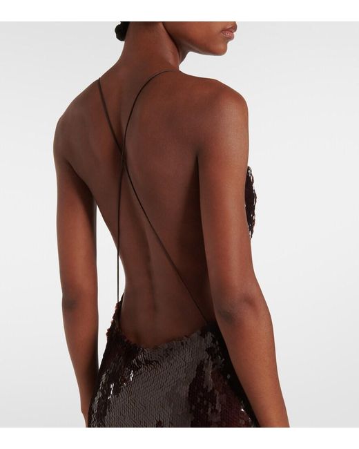 Magda Butrym Purple Sequined Draped Gown