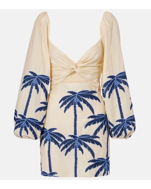 Johanna Ortiz Blue The Power Of The Sea Cotton-Blend Minidress