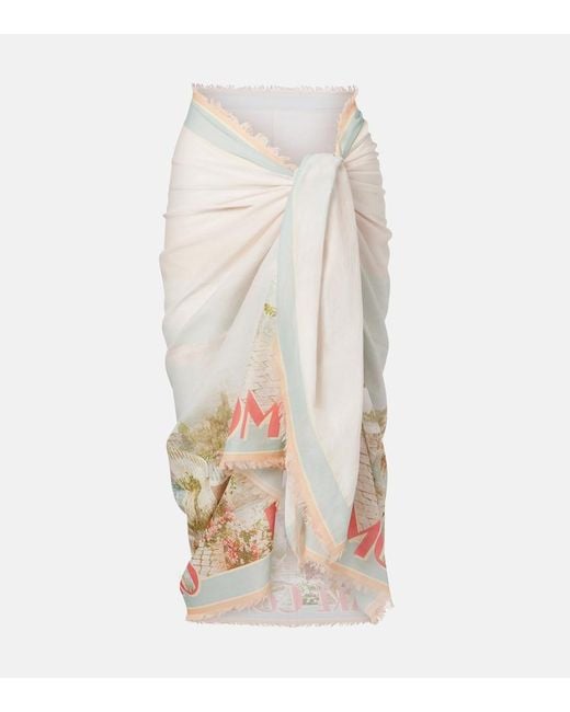 Zimmermann White Como Printed Silk Scarf