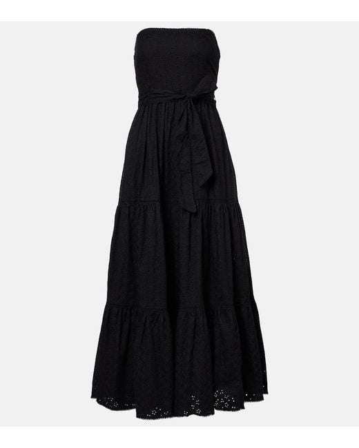 Poupette Black Thelma Strapless Cotton Maxi Dress