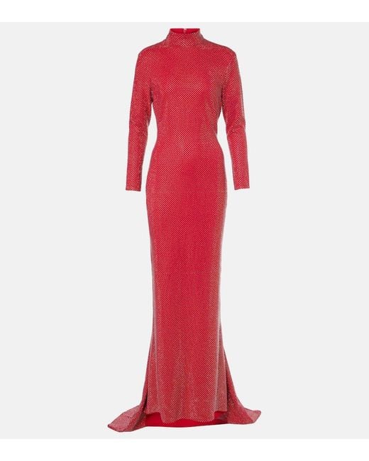 Abito Lungo Vivienne Con Cristalli di Solace London in Red