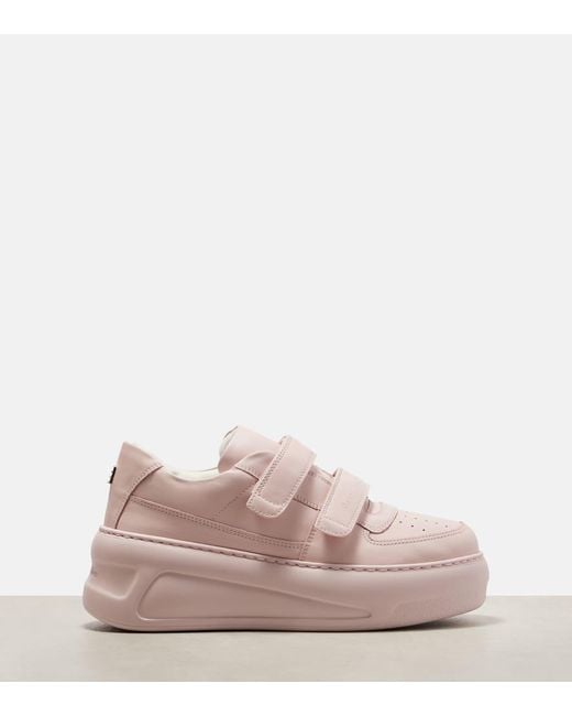Acne Pink Face Leather Platform Sneakers