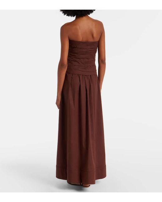 Adriana Degreas Brown Pleated Cotton Maxi Skirt