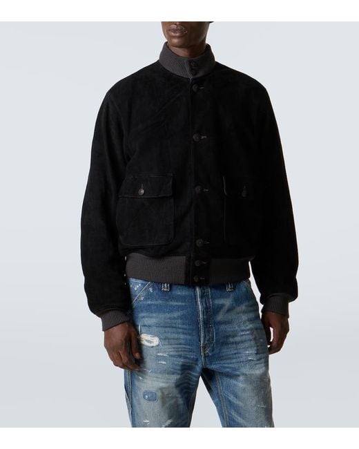 RRL Bomberjacke Mason Aus Veloursleder in Black für Herren