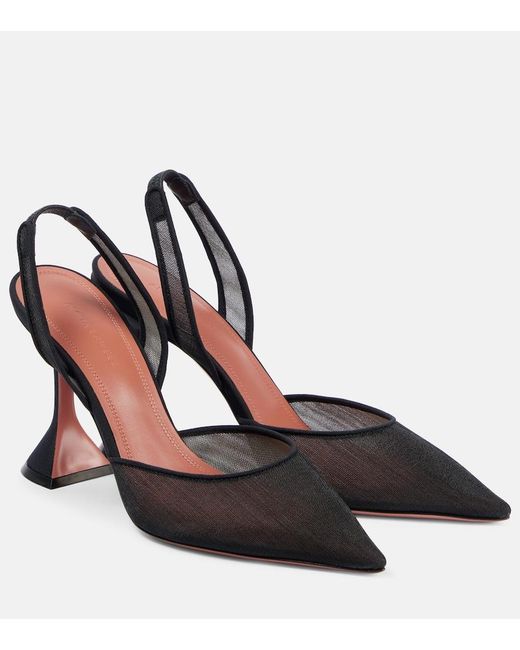 AMINA MUADDI Black Holli Mesh Slingback Pumps