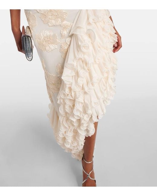 ROTATE BIRGER CHRISTENSEN White Bridal Floral-applique Maxi Dress
