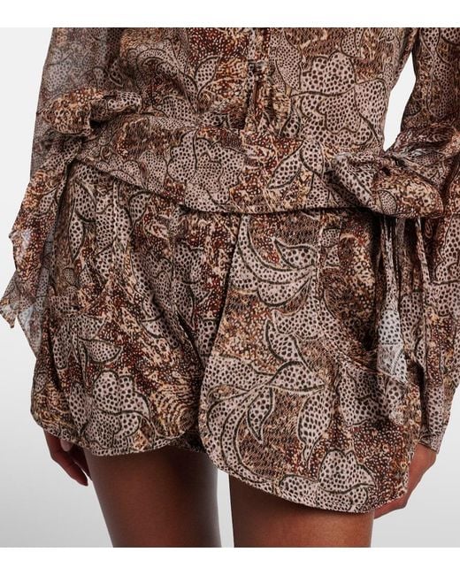 Isabel Marant Brown Coralie Printed Cotton Miniskirt