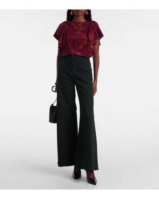Ulla Johnson Black Bianca High-Rise Cotton Wide-Leg Pants