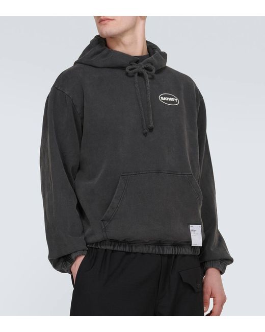 Satisfy Black Softcell Logo Cotton Terry Hoodie for men