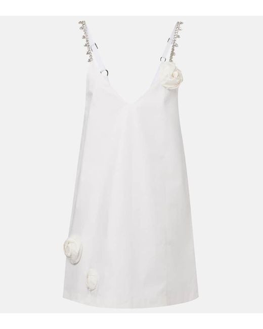 Vestido Corto Con Aplique Floral Area de color White