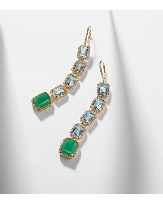 SHAY White Five Tier Portrait 18Kt Drop Earrings With Gemstones