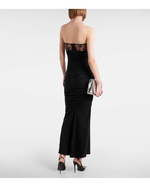 Dolce & Gabbana Black Lace-Trimmed Bustier Gown