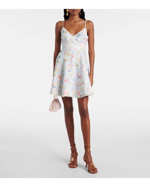 Vestido Corto Lucky De Lino Floral Zimmermann de color White