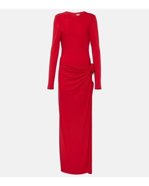 Magda Butrym Red Draped Jersey Maxi Dress