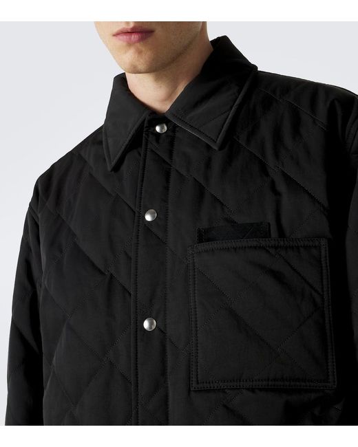 Bottega Veneta Black Intrecciato Quilted Cotton-Blend Overshirt for men