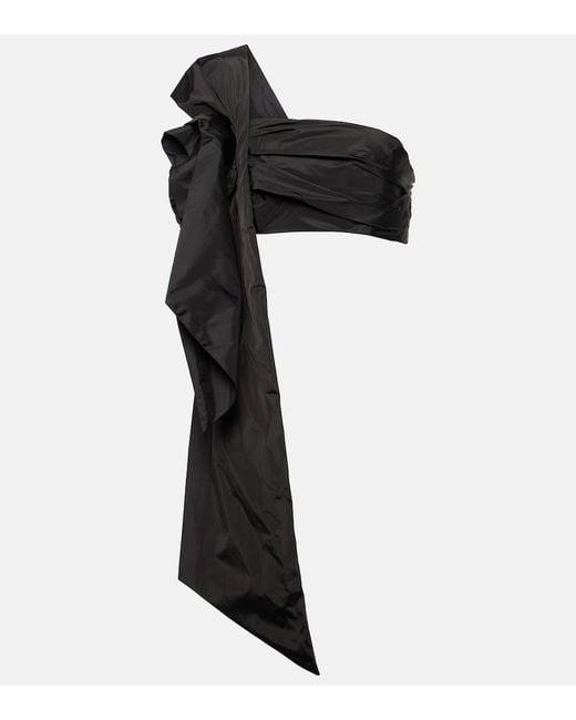 Simone Rocha Black Floral-Applique Draped Crop Top
